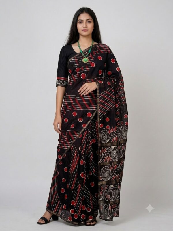 URVA'S  Batik Maheshwari Cotton Silk Saree