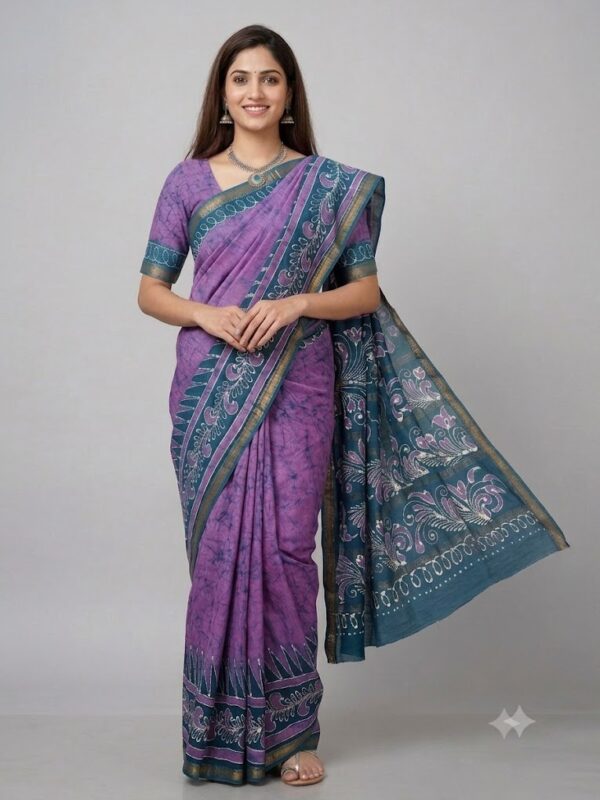 URVA'S  Batik Maheshwari Cotton Silk Saree
