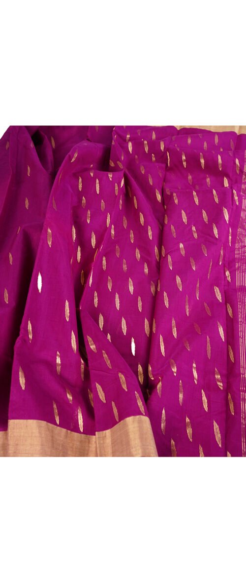 Handloom Chanderi Saree Cotton Silk Purple