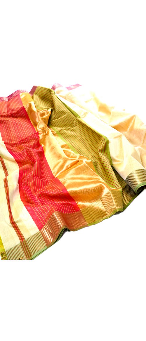Handloom Maheshwari Cotton Silk Saree Offwhite