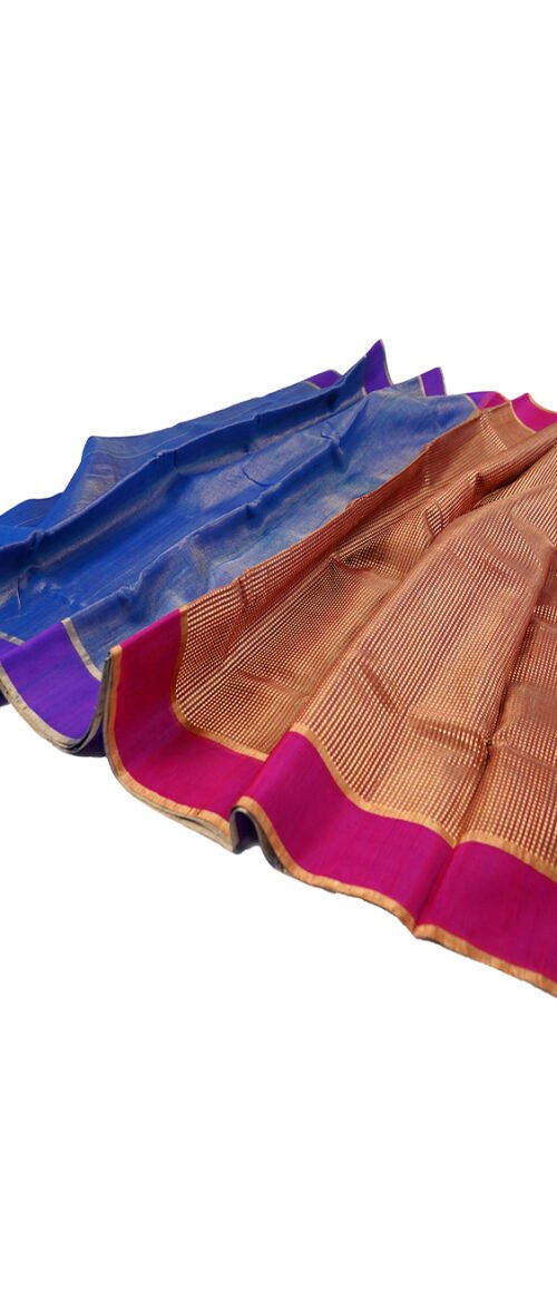 Handloom Chanderi Saree Cotton Silk Royal Blue