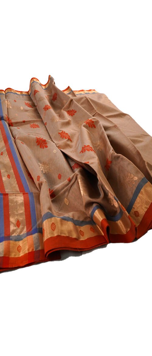 Handloom Chanderi Saree Cotton Silk Baige