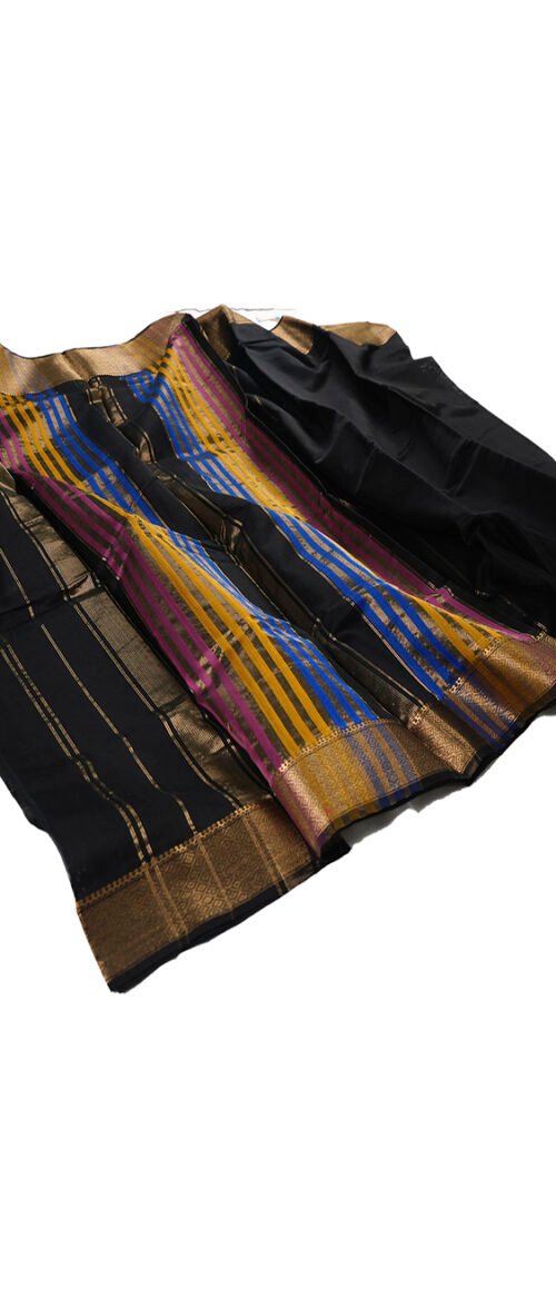 Handloom Chanderi Saree Cotton Silk Black