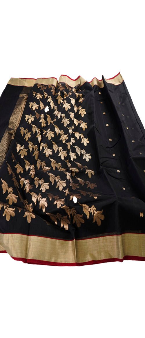 Handloom Chanderi Saree Cotton Silk Black
