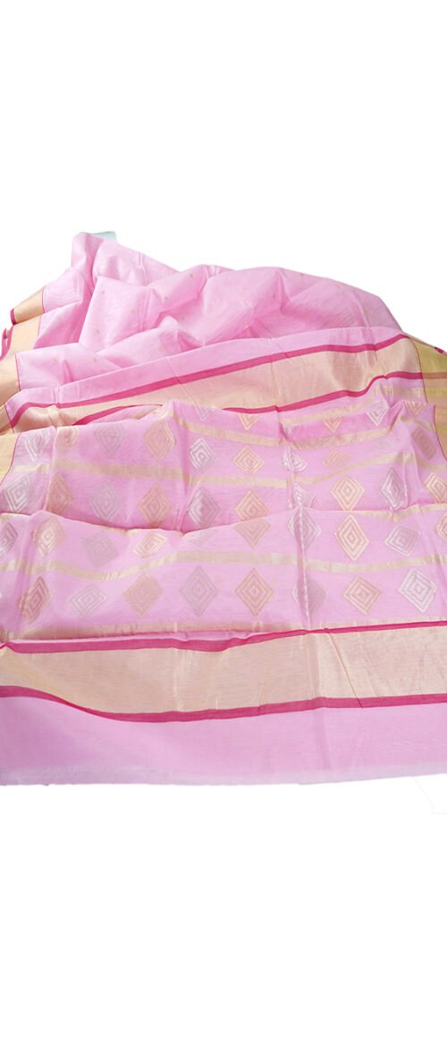 Handloom Chanderi Saree Cotton Silk Baby Pink