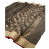 Handloom Chanderi Saree Cotton Silk Grey - Image 2