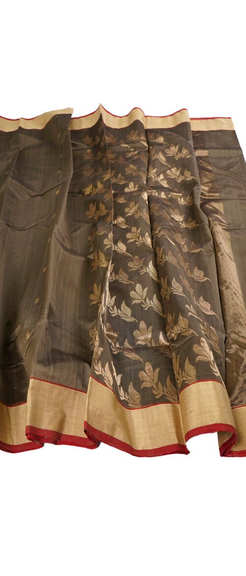 Handloom Chanderi Saree Cotton Silk Grey