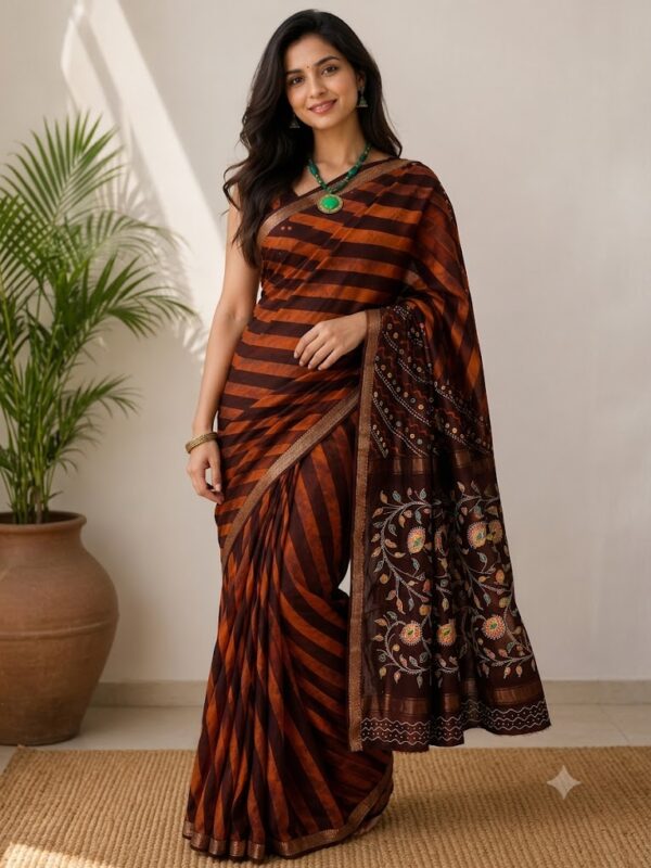 URVA'S  Batik Maheshwari Cotton Silk Saree
