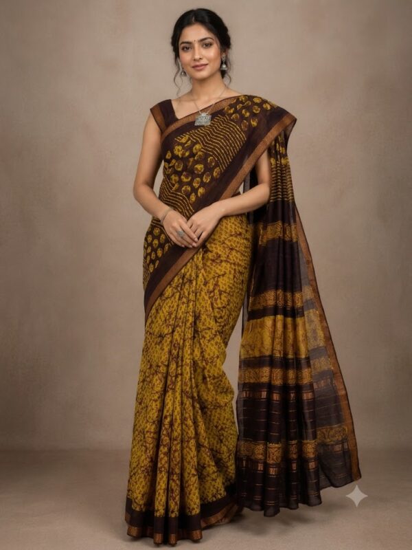 URVA'S  Batik Maheshwari Cotton Silk Saree