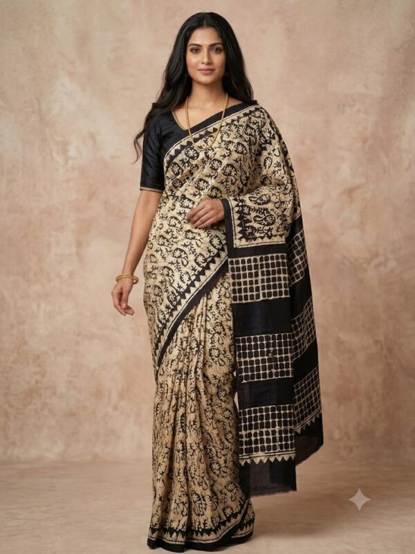 URVA'S Batik Pure Mulberry Silk Saree Grey