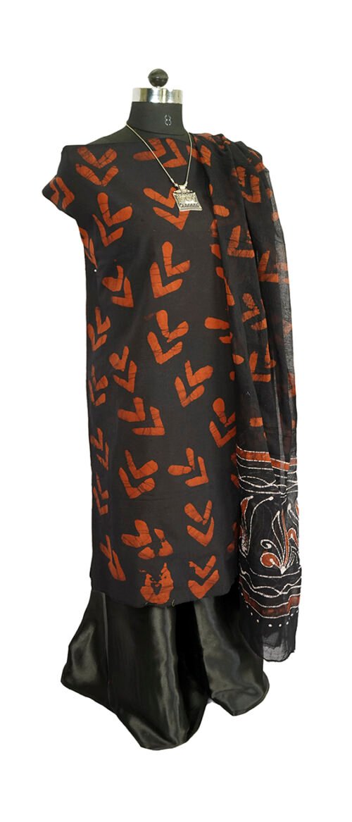 Batik 2 Piece Kurta Dupatta Material Black