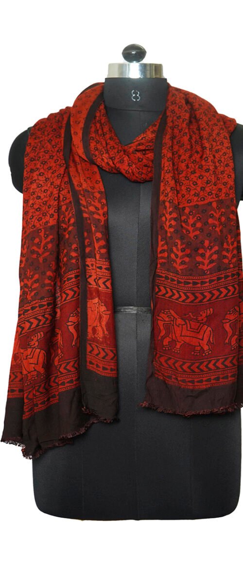 Stole Bagh Handloom Cotton Silk Maroon