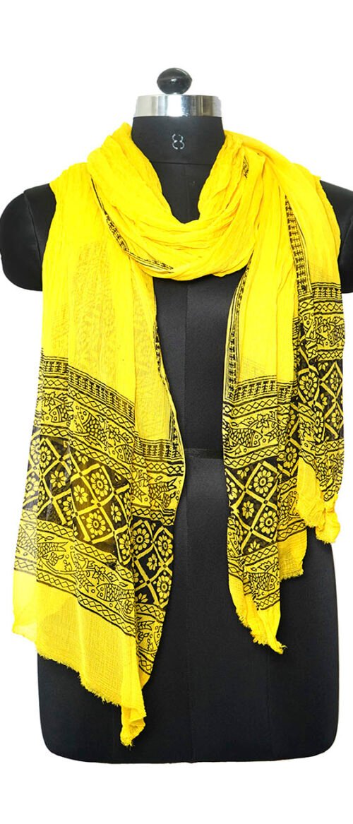 Stole Bagh Pure Chiffon Yellow