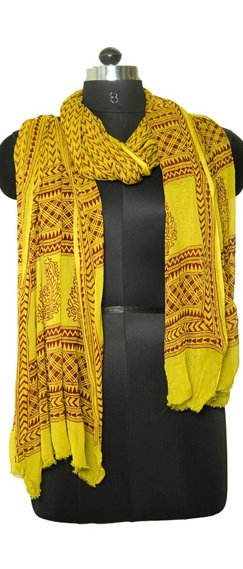 Stole Bagh Pure Chiffon Yellow