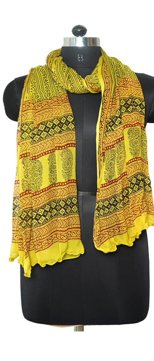 Stole Bagh Pure Chiffon Yellow