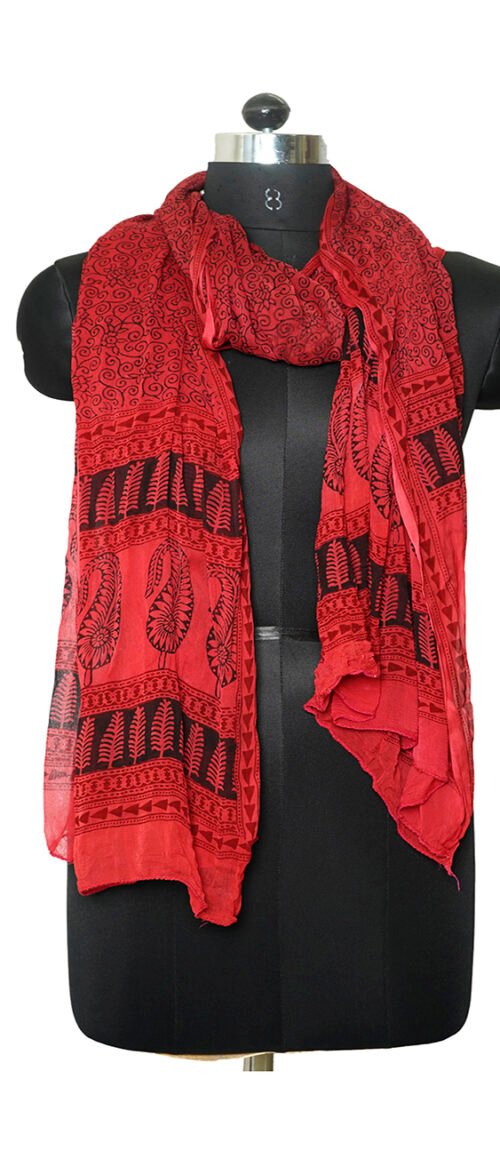 Stole Bagh Pure Chiffon Red