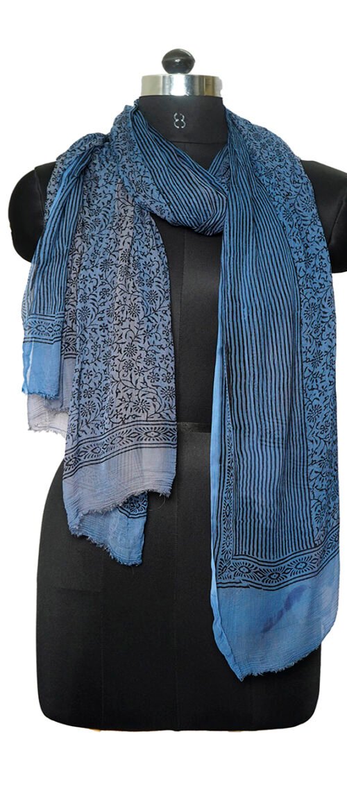 Stole Bagh Pure Chiffon Indigo
