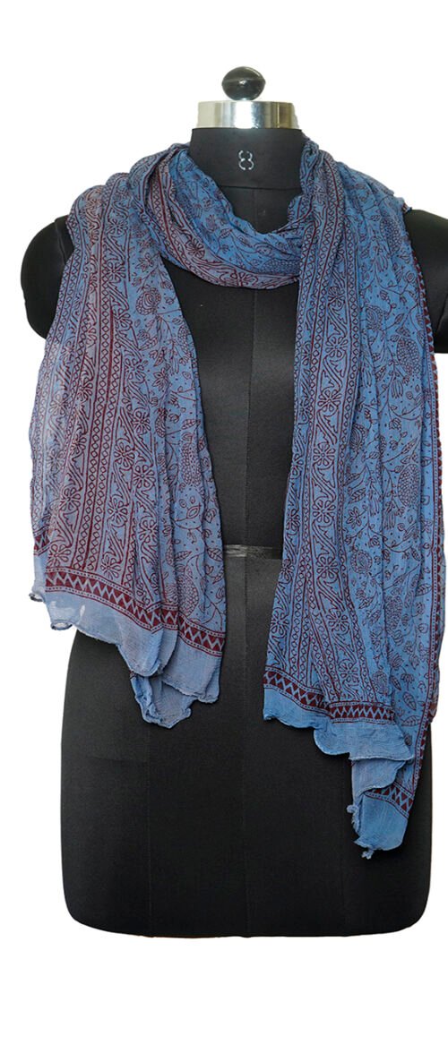 Stole Bagh Pure Chiffon Indigo