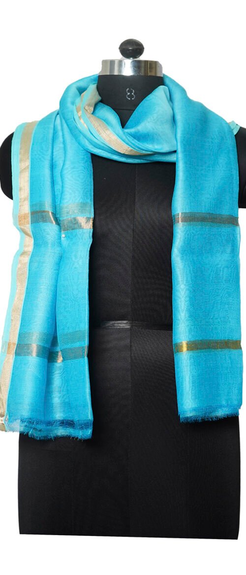 Stole Handloom Chanderi Blue