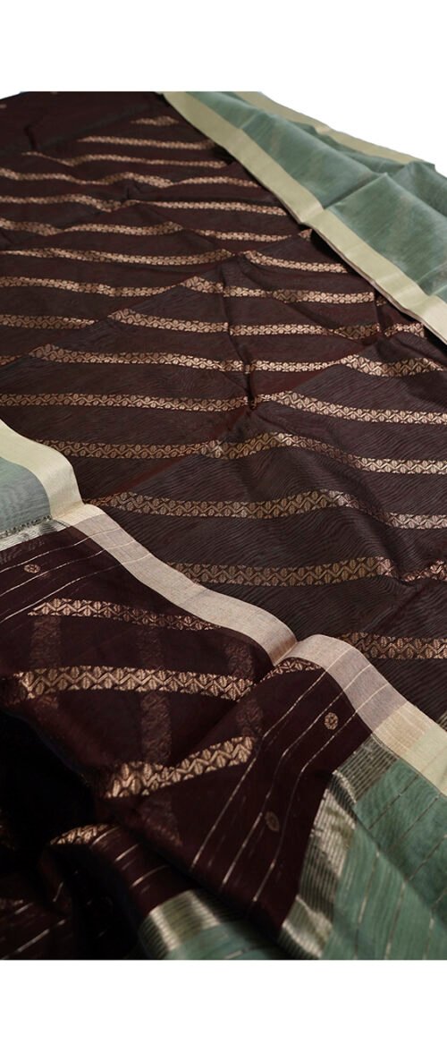 Chanderi Suit 3 Piece Dress Material Brown
