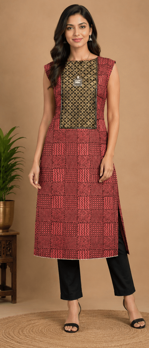 URVA'S Kurta  Material Bagh With Yoke
