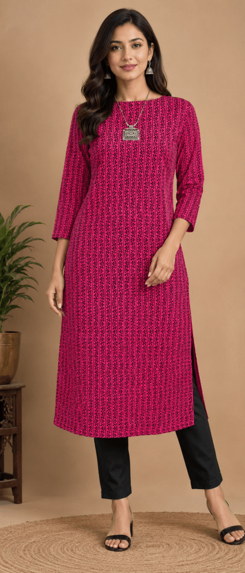 URVA'S Kurta Material Bagh Magenta