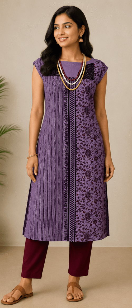 URVA'S Pure Mulberry Kurta  Bagh Indigo