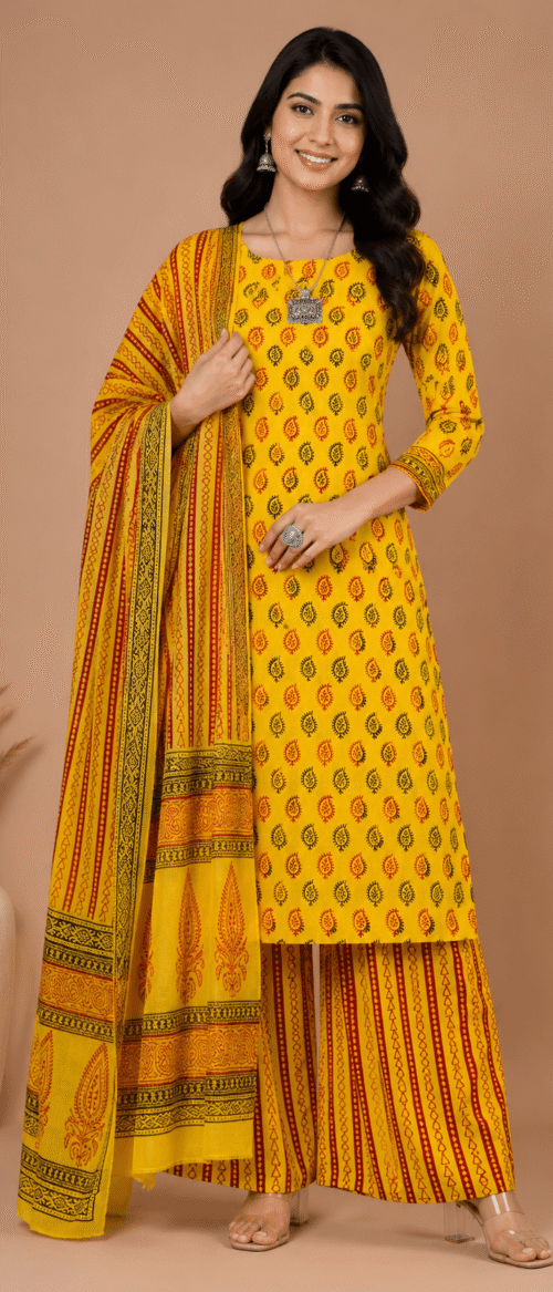 Bagh Suit 3 Piece Dress Material Yellow
