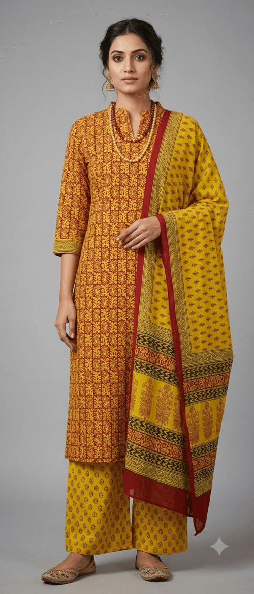 Bagh  Suit 3 Piece Dress Material Yellow