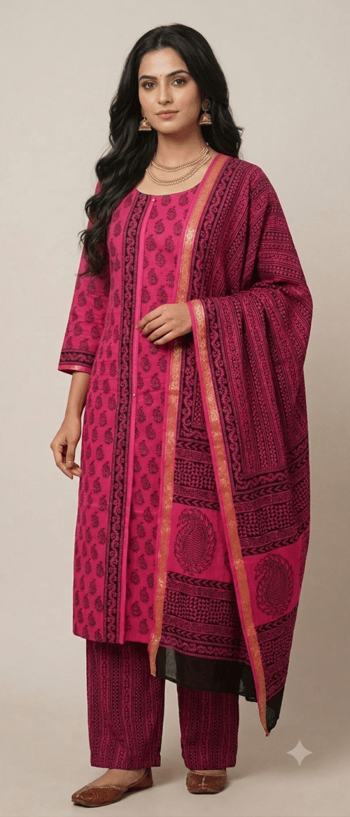 Bagh  Suit 3 Piece Dress Material Pink