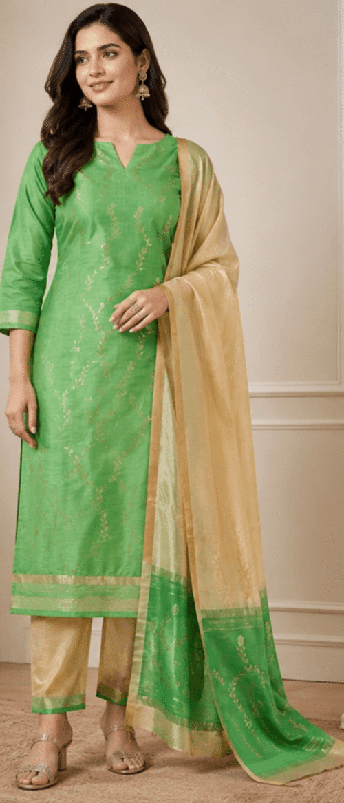 Chanderi Suit 3 Piece Dress Material Baize