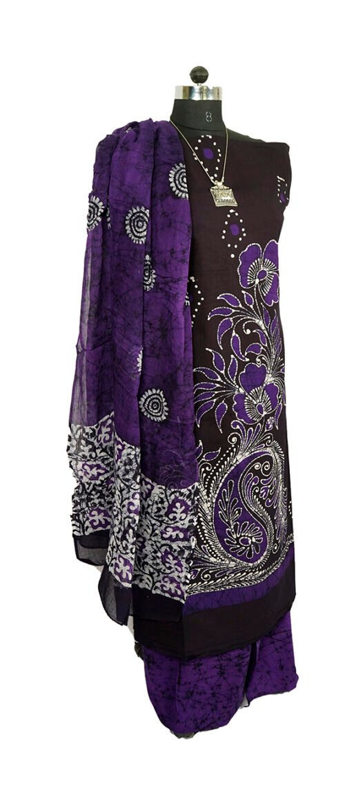 Batik Suit 3 Piece Dress Material Purple