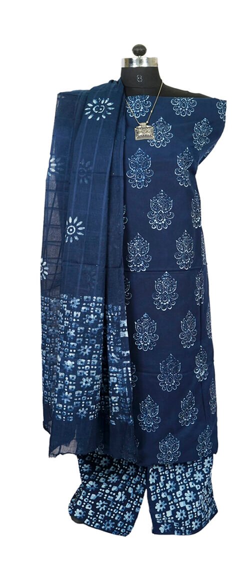Batik Suit 3 Piece Dress Material Indigo