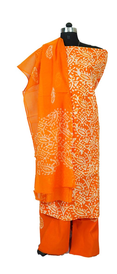 Batik Suit 3 Piece Dress Material Orange