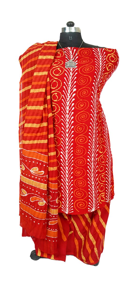 Batik Suit 3 Piece Dress Material Red