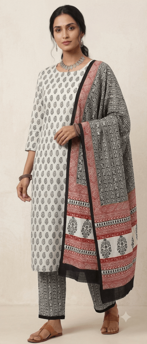 Bagh 3 Piece Dress Material Off White
