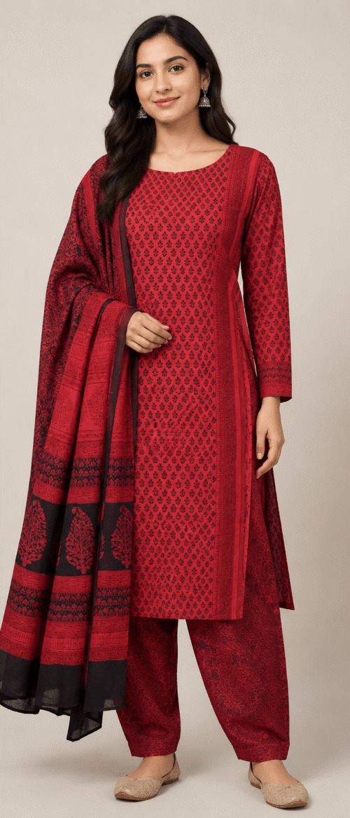 Bagh 3 Piece Dress Material Red