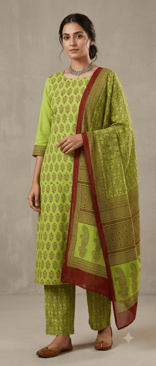Bagh 3 Piece Dress Material Green Mehandi