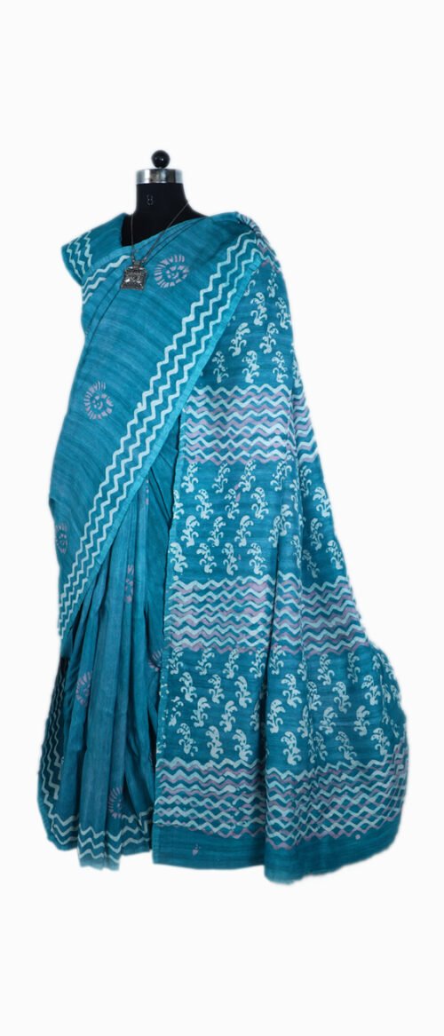 URVA'S Hand Batik Silk Saree Blue