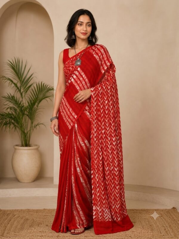 URVA'S Hand Batik Silk Saree Red