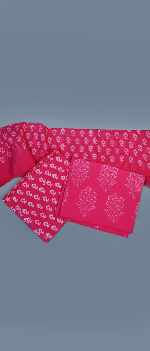 Batik 3 Piece Dress Material Pink