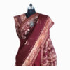 URVA'S Hand Batik Maheshwari Cotton Silk Saree Dark Meroon - Image 5