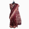 URVA'S Hand Batik Maheshwari Cotton Silk Saree Dark Meroon - Image 2