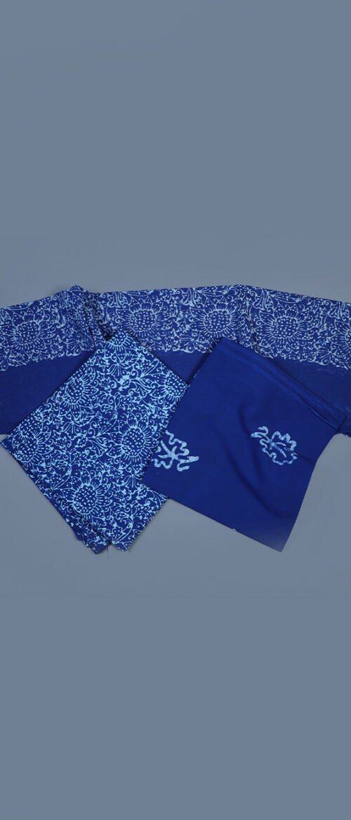 Batik 3 Piece Dress Material Light Indigo