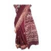 URVA'S Hand Batik Maheshwari Cotton Silk Saree Dark Meroon - Image 4