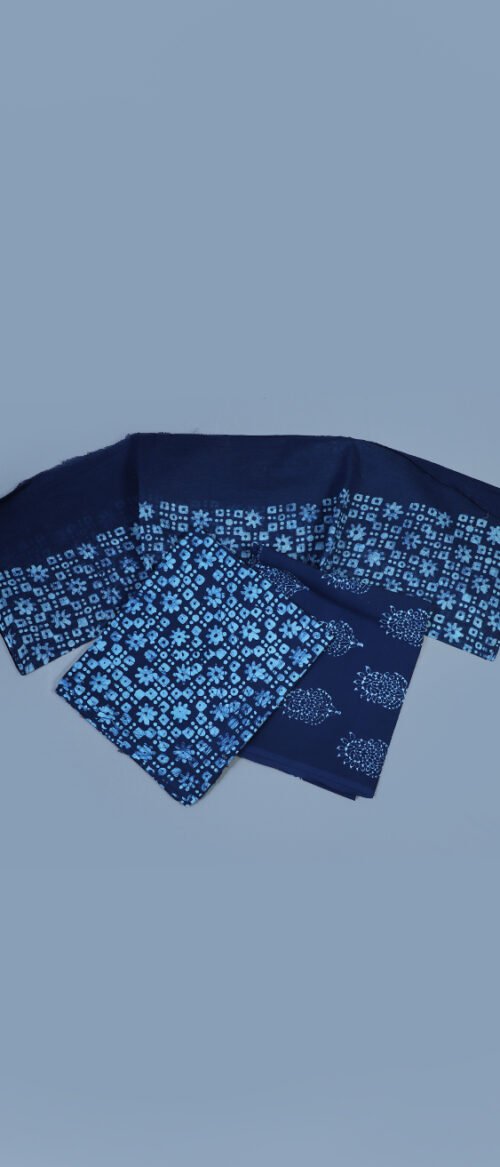 Batik 3 Piece Dress Material Light Indigo
