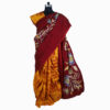 URVA'S Hand Batik Silk Saree Mustard and Meroon