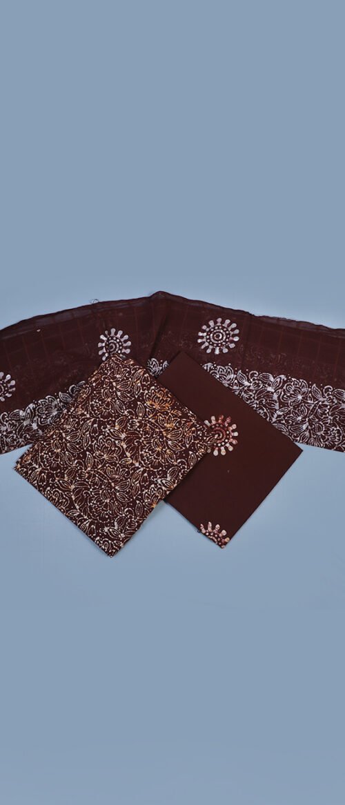 Batik 3 Piece Dress Material Meroon