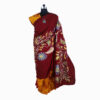URVA'S Hand Batik Silk Saree Mustard and Meroon - Image 2