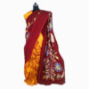URVA'S Hand Batik Silk Saree Mustard and Meroon - Image 3